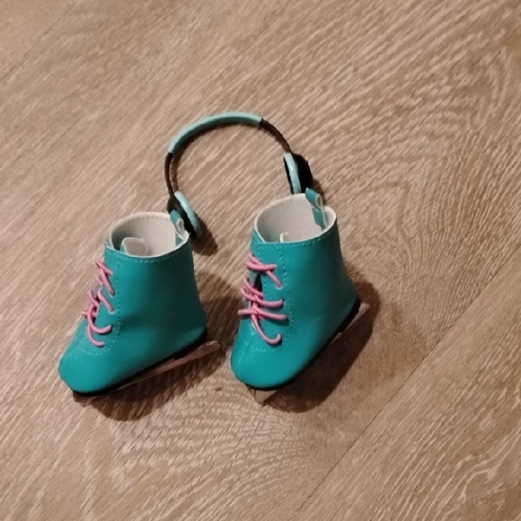 American Girl Other - American Girl Turquoise Skates with Pink Laces
